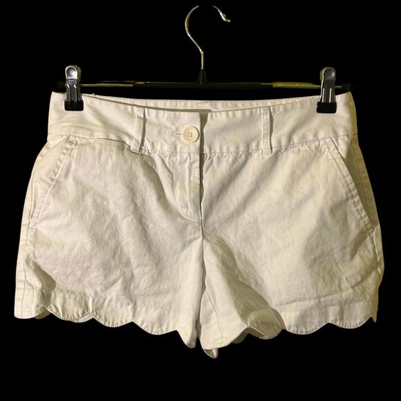 LOFT White Riviera Scalloped Hem Cotton Shorts Womens Size 6 Summer Preppy - Picture 5 of 12